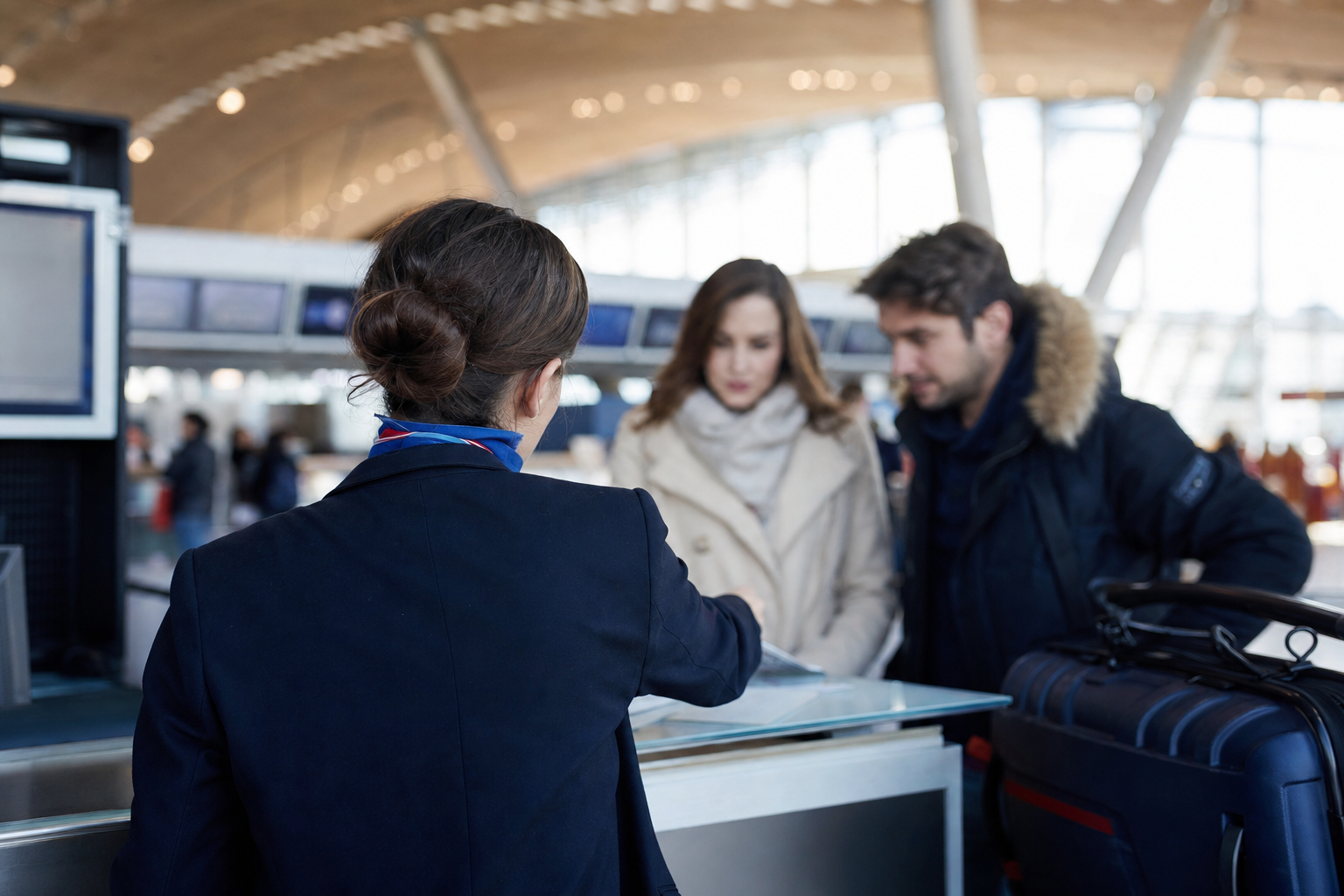 L’agent d’escale accompagne les passagers jusqu’à l’embarquement