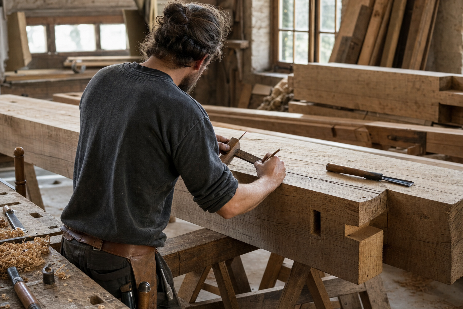 Le charpentier exerce un métier du bois, de l’atelier au chantier